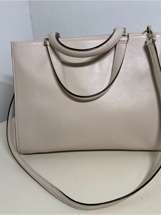 Kate Spade Cream White Pebbled Leather Satchel Crossbody Bag Gold Hardware - Picture 8 of 16